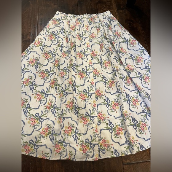 LoveShackFancy Dresses & Skirts - Vintage Pastel Bow Floral Maxi Skirt Cottagecore size Medium